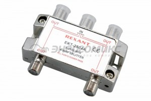 REXANTsplitter (делитель) на 4TV 5-2500 MHz для спутникового ТВ, power pass (10!), 05-6203