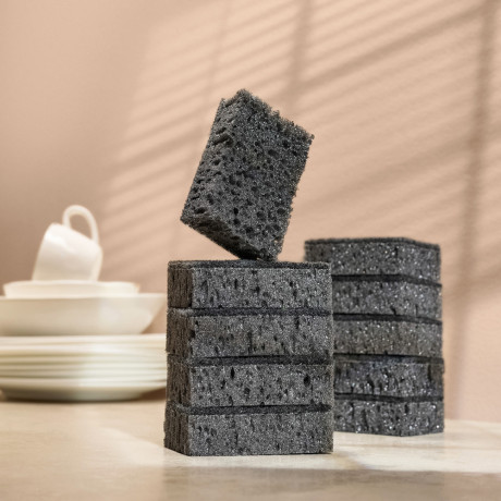 Набор губок для мытья посуды "Гармония черного" 9,8x6,6x3,0см, 10шт
