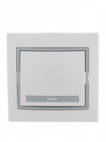 Lezard Мира выкл. СУ 1 кл. 10А бел. с серой вставкой (корпус PC) 701-0215-100