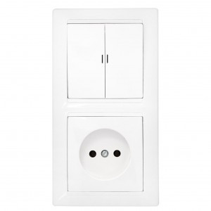 Bylectrica СТИЛЬ Блок (2 выкл. + роз..) СУ инд. белый, (2В-РЦ-699)