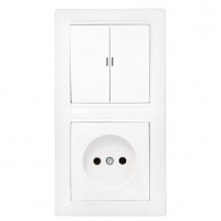 Bylectrica СТИЛЬ Блок (2 выкл. + роз..) СУ инд. белый, (2В-РЦ-699)