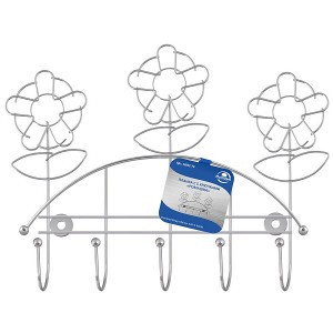 Планка с 5 крючками "Ромашка" 24см сталь хром (кратность 3!!!) 52-74 Мультидом