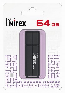 Флэш-диск USB 64 ГБ  Mirex LINE BLACK 64GB (ecopack)