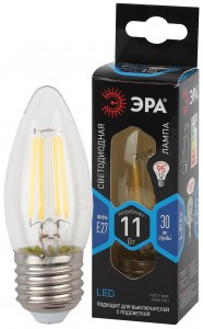 ЭРА F-LED свеча C35 E27 11W(960lm) 4000K 4K филамент (нитевидная) прозр. 100х35 B35-11W-840-E27 2792
