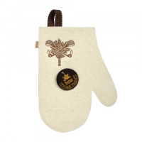 Рукавица белая с вышитым логотипом Банные Штучки, войлок 100%