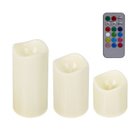 СНОУ БУМ Набор 3шт, светильник декор.LED в виде свечи,7,5х7,5/11,5/15см,PP,3хAАА,13 режимов,пульт ДУ