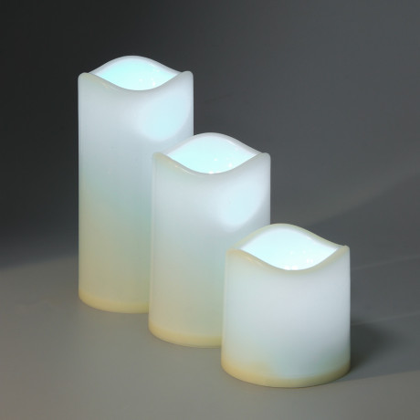СНОУ БУМ Набор 3шт, светильник декор.LED в виде свечи,7,5х7,5/11,5/15см,PP,3хAАА,13 режимов,пульт ДУ