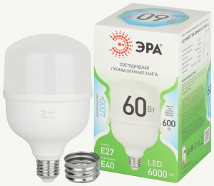 ЭРА GREEN LINE лампа св/д высокомощн. E27/Е40 60W(6000lm) 4000K 4K 100x175 67072