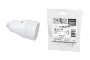 TDM штепсель 10А 250В (АБС-пластик, белый) Народная (50!) SQ1806-0409