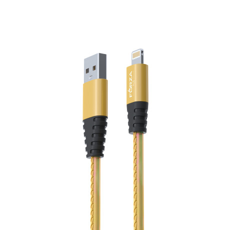 FORZA Кабель для зарядки Перламутр iP, 1м, 2А, кожаная оплётка, 3 цвета, пакет