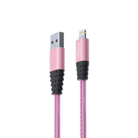 FORZA Кабель для зарядки Перламутр iP, 1м, 2А, кожаная оплётка, 3 цвета, пакет