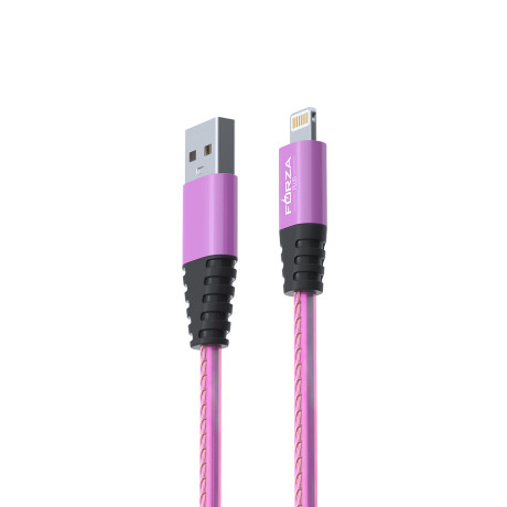 FORZA Кабель для зарядки Перламутр iP, 1м, 2А, кожаная оплётка, 3 цвета, пакет