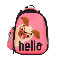 ХЕЛЛО Рюкзак школьный жесткий 38х28х15см, 2 отд.,2карм.,эргон.спинка, лямки рег.по росту, ПЭ,кошелек