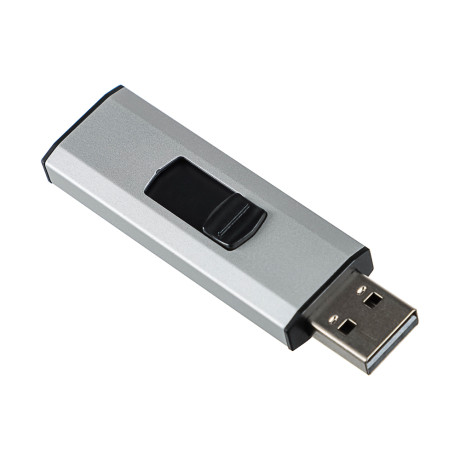 BY Флеш-карта USB2.0 выдвижная Silverslide, 32гб, блистер, алюминий, пластик, серебристый