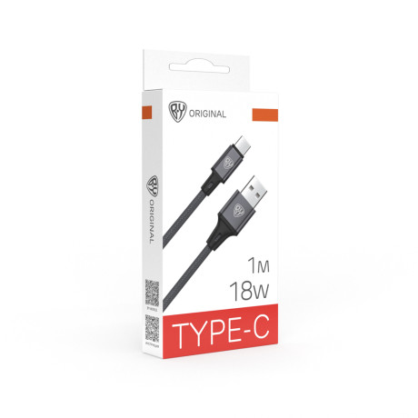 BY Кабель для зарядки Solid USB(A)-Type-C, 18W, 1 м, 3A, нейлон, мет. кон., графитовый