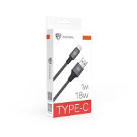 BY Кабель для зарядки Solid USB(A)-Type-C, 18W, 1 м, 3A, нейлон, мет. кон., графитовый
