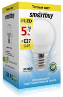 Smartbuy шар G45 E27 5W(350lm) 3000K 2K матовая пластик SBL-G45-05-30K-E27