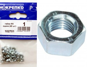 Гайка М4 оцинкованная (40 шт BL) (цена за уп) НАКРЕПКО 102701