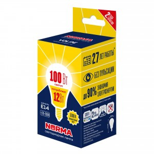 Volpe NORMA шар E14 12W(980lm) 3000K 2K матовая 60x112 LED-G60-12W/3000K/E14/FR/NR