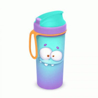 Стакан детский с крышкой, петлей и декором 400мл голубой (12шт!) 431331102 Бытпласт