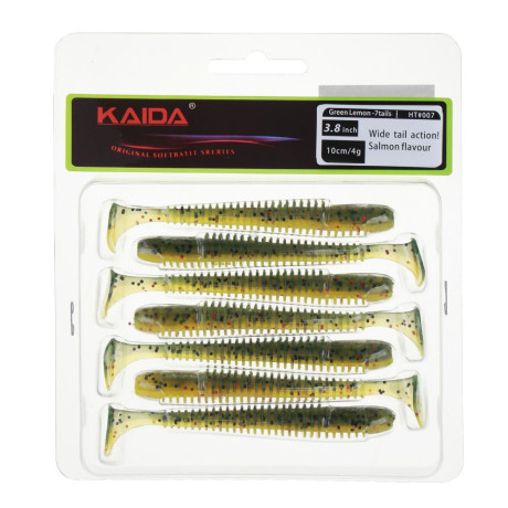 KAIDA Приманка силиконовая ТВИСТЕР 3,8", 10см, 4гр, HT007, 7шт