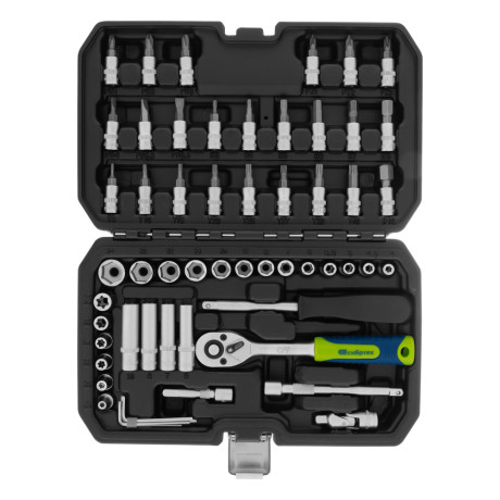 Набор инструментов, 1/4", пластиковый кейс 56 предметов Сибртех