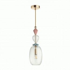 ODEON LIGHT 4855/1B CLASSIC ODL_EX21 зол/разноцв./керам/стек св-к подвесной E14 1x40W 1532x142 BIZET