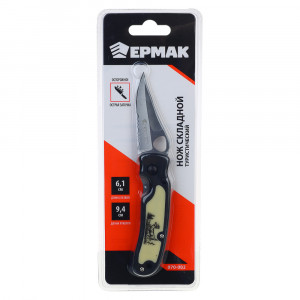 ЕРМАК Нож туристический складной, 15,5см, нерж. сталь, пластик
