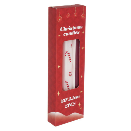 Набор свечей тм LADECOR 20*2,1 см, красные, 3 шт, парафин