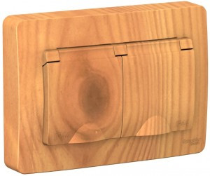 Systeme Electric BLANCA блок (роз. 2 мест. 16А) СУ ясень (земля, штор., крыш, IP44) 2BLNRS441125(5!)