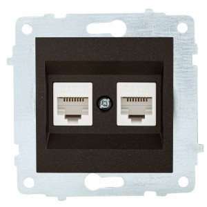 OVIVO мех. роз. СУ комп. 2 мест. (RJ45 CAT6) черный металлик (ко всем рамкам) 600-000317-230