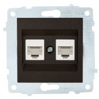 OVIVO мех. роз. СУ комп. 2 мест. (RJ45 CAT6) черный металлик (ко всем рамкам) 600-000317-230