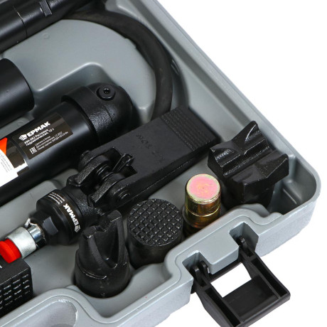 ЕРМАК Растяжка гидравлическая, 10 т, набор из 17 предметов, 7 сменных насадок, в пластиковом кейсе