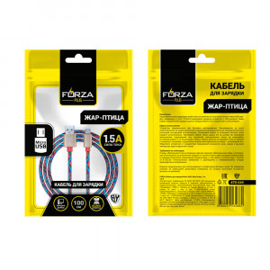 FORZA Кабель для зарядки Жар Птица Micro USB, 1м, 1.5А, кожаная оплётка, 4 цвета, пакет