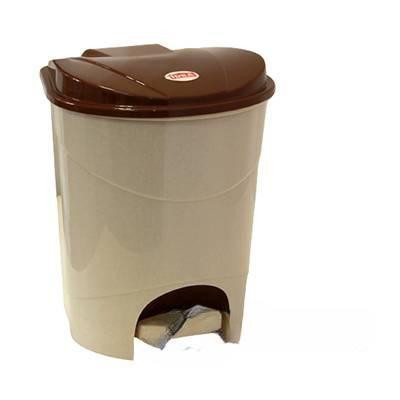 Контейнер для мусора с педалью 19 л бежевый мраморный М2892