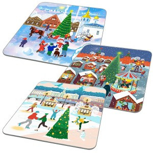 Доска разделочная "Зимние города", 18*18см, стекло VL2-270 Мультидом