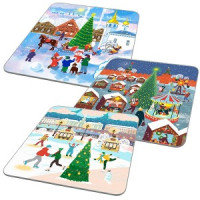 Доска разделочная &quot;Зимние города&quot;, 18*18см, стекло VL2-270 Мультидом