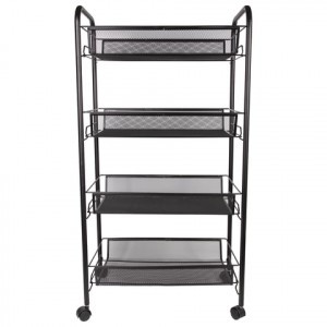 Этажерка (тележка) BRABIX офисно-быт. 4 яруса, на колесах, металл, черная, 43,5х26х83,5 см, 603753