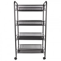 Этажерка (тележка) BRABIX офисно-быт. 4 яруса, на колесах, металл, черная, 43,5х26х83,5 см, 603753