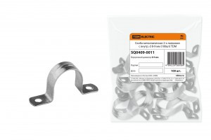 TDM скоба метал. оцинк. сталь 2-х лапковая  d 8-9мм  (100шт/уп.,цена/шт) (100!) SQ0409-001