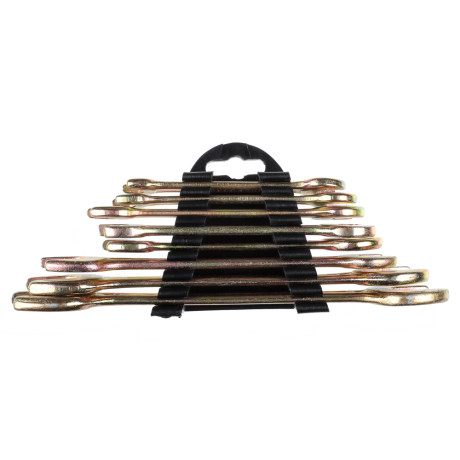 ЕРМАК Набор ключей рожковых, 8 предм, 8x10-19x22мм, желтый цинк, пластик холдер