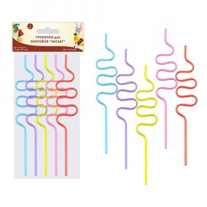 Трубочки для коктейля "Зигзаг" 5шт/уп, цена за уп., 26см, YD13-156 Мультидом