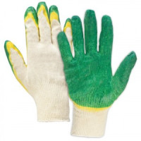 Перчатки хлопчатобумажные, КОМПЛЕКТ 5 ПАР, 13 класс, 40-42 г, 100 текс, ДВОЙНОЙ латексный облив, ЛАЙ