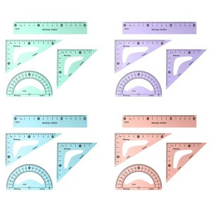 Набор чертежный малый Berlingo "Instinct"(треуг. 2шт., линейка 15см, транспортир),ассорти Арт.339131