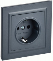 IEK BRITE роз. СУ 1 мест. 16А маренго (земля,шторки)  РСР14-1-0-БрМ BR-R14-16-K35-F