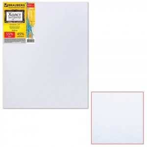 Холст грунт. на подрамнике BRAUBERG 24х30 см, 45% хлопок, 55% лен, среднее зерно, 190635