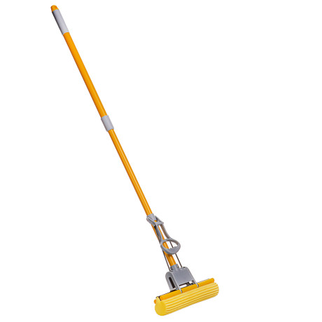 Швабра с отжимом и сменной насадкой ПВА тм VETTA, телеск. ручка 120см, 1 ряд роликов