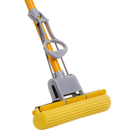 Швабра с отжимом и сменной насадкой ПВА тм VETTA, телеск. ручка 120см, 1 ряд роликов