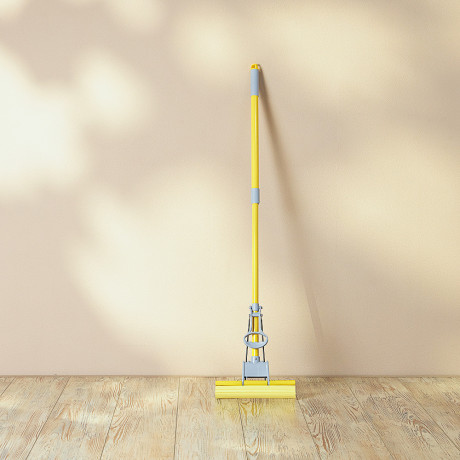 Швабра с отжимом и сменной насадкой ПВА тм VETTA, телеск. ручка 120см, 1 ряд роликов