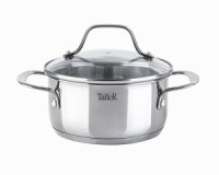 Кастрюля нерж сталь с крышкой Элиас 2л, стенки 0,6мм, индукция TR-11082 Taller